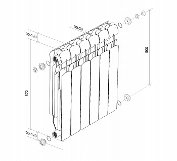 Радиатор бим.Royal Thermo Indigo Super 500 VR - 12 секц