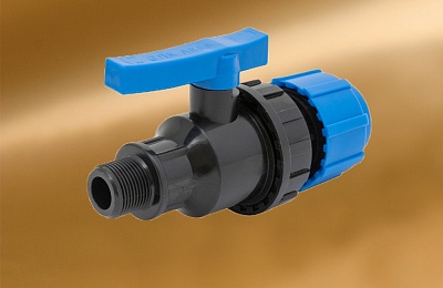 Кран шаровый компрессионный разъёмный ПНД 32*3/4" (нар.рез.) ТПК-АКВА (4/32)