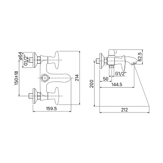 Смеситель для ванны с керамическим дивертором Copter, IDDIS, COPSB02i02WA