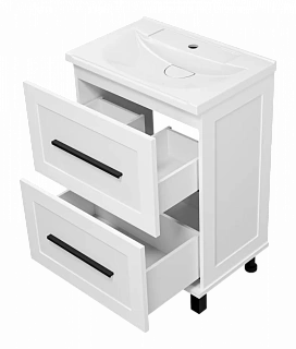Комплект мебели 60 "Модерн-60" напольная 2 ящ. белая матовая эмаль MISTY (ум.EVVA,60)