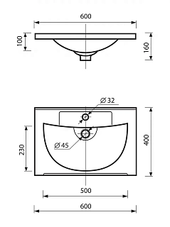 Комплект мебели 60 "Модерн-60" напольная 2 ящ. белая матовая эмаль MISTY (ум.EVVA,60)