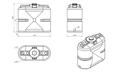 Емкость S 500 белая топливная (1020х580х1260, для топлива,воды) ВЫГОДА