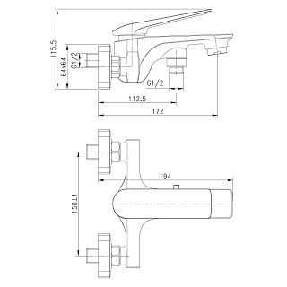 Смеситель д/ванны "ALLEGRO" (5914СW) моно хром/белый LEMARK  