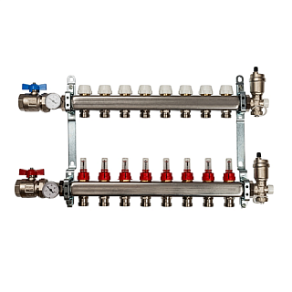 Коллектор с расходомерами 11-вых нерж. с кранами  Vieir (VR113-11) (5)