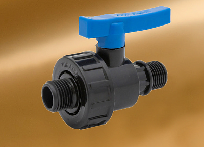 Кран шаровый компрессионный разъёмный     ПНД 1 1/2*1 1/2" (НР/НР) ТПК АКВА (14)