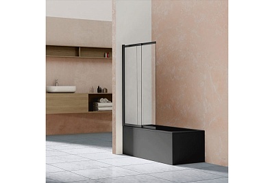 Шторка д/ванны Vincea VSB-1E100CLB, 1000*1450, профиль черный, стекло прозрачное