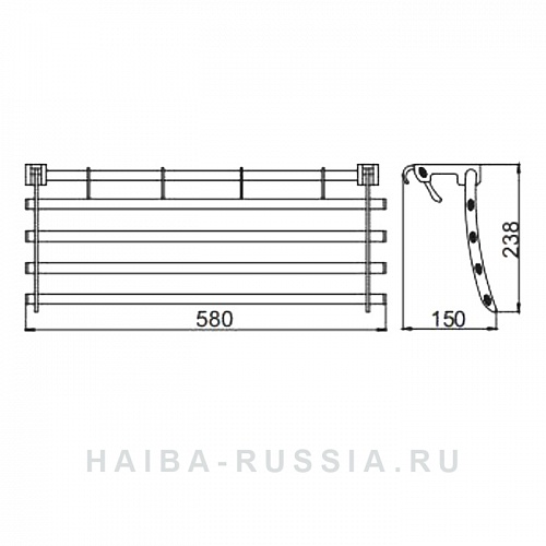 Полка для полотенца с крючками HB806