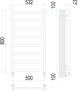 Полотенцесушитель 500х800 П8 "Аврора" белый матовый (RAL 9003) TERMINUS
