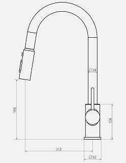Смеситель д/кухни "AISAI" (AIS-1023GM) нерж.вороненая сталь под фильтр с вытяжным изливом TOKITO 