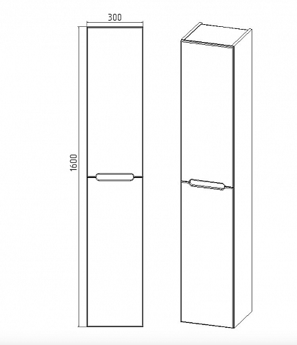 Пенал подвесной "Марсель" 30см универсальный белый  VIANT