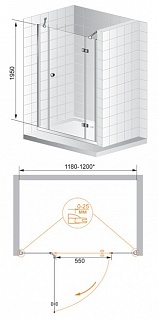ДУШЕВАЯ ДВЕРЬ В НИШУ CEZARES VERONA-W-B-13 40+60/40-C-Cr