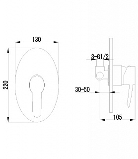 Смеситель д/душа "ATLANTISS" (3223С) встраиваемый LEMARK