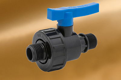 Кран шаровый компрессионный разъёмный     ПНД 1 1/4*1 1/4" (НР/НР) ТПК АКВА (17)