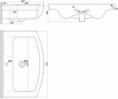 Комплект мебели 75 "Изео-75" напольная 3 дв. MISTY (ум.Изео,75)