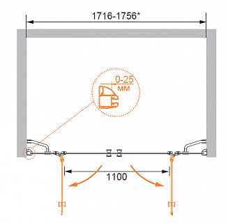 ДУШЕВАЯ ДВЕРЬ В ПРОЕМ CEZARES VERONA-B-22 180-P-Cr