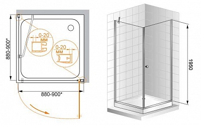 ДУШЕВОЙ УГОЛОК CEZARES ELENA A-1 80-P-Cr-L