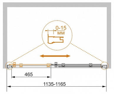 ДУШЕВАЯ ДВЕРЬ В ПРОЕМ CEZARES PRATICO-BF-1 115-P-Cr