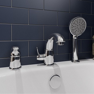 Смеситель на борт ванны на 3 отверстия с керамическим дивертором, хром, Oldie, IDDIS, OLDSB30i07
