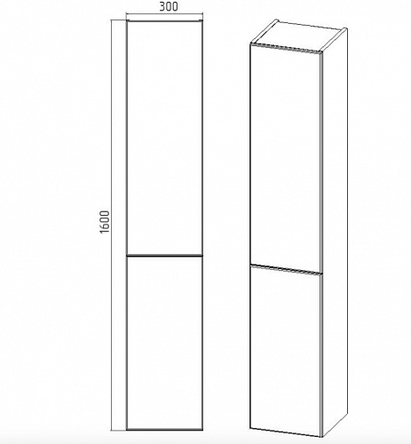 Пенал подвесной "София" 30см Правый белый VIANT