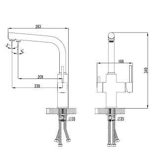 Смеситель д/кухни G-lauf (GEP18-A076) ф40 лат. под фильтр 