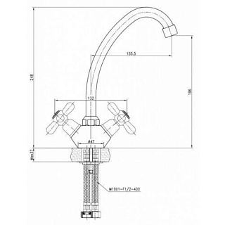 Смес д/кухни Kaiser Carlson крест (11022)