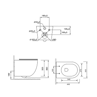 Унитаз подвесной безободковый Vincea "Глобо (Globo)" TORNADO белый сиденье slim м/л  VT1-14ST
