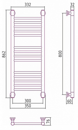 Полотенцесушитель Сунержа ДР Богема прямая 800х300 00-0102-8030
