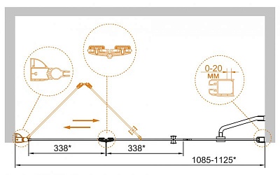 ДУШЕВАЯ ДВЕРЬ В НИШУ CEZARES ELENA BS-13 -40+45/45-C-Cr