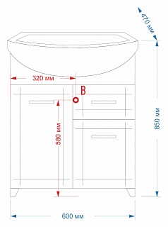 Комплект мебели 60 "Уют-60" напольная 2 дв. MISTY (ум. Уют,60)