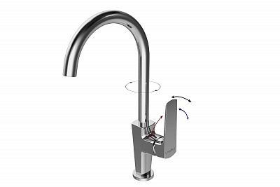 Смеситель д/кухни "Sendai" (SEN-1013) высокий излив TOKITO