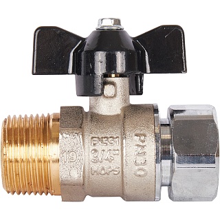 Кран шар. с нак. гайкой прямой баб. НР 3/4x3/4 (SVB-1009-000020) STOUT