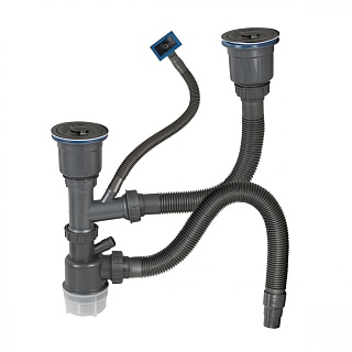 Мойка нерж врезная  FABIA PROFI ДВОЙНАЯ  78х43 (3,0х0.8 200) ГРАФИТ (сифон+корзина) 78433G