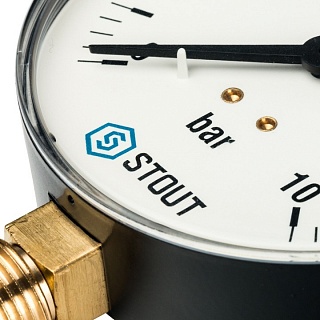 Манометр 0...10 bar, Dn100 1/2" радиал. (SIM-0010-101015) STOUT