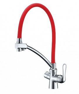 Смеситель д/кухни "COMFORT"  (3070С-Red) 35 мм. под фильтр с гибким изливом красныйLEMARK   снят сроизводства ВЫГОДА!!
