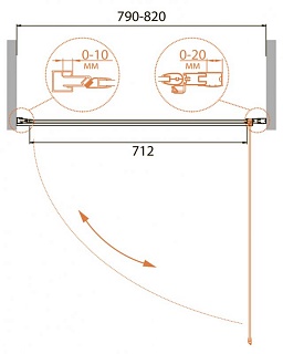 ДУШЕВАЯ ДВЕРЬ В НИШУ CEZARES RELAX-B-1 80-P-Bi-R
