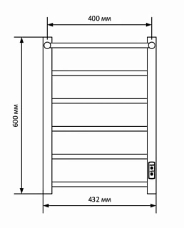 Полотенцесушитель "Аврора" 450х600 П6 КС электро черный матовый (RAL 9005) с полкой TERMINUS 