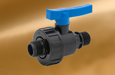 Кран шаровый компрессионный разъёмный     ПНД 3/4*3/4" (НР/НР) ТПК АКВА (8/40)