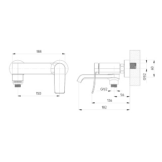 Смеситель д/ванны "KIOTO" (KIO-1014) короткий поворотный излив TOKITO
