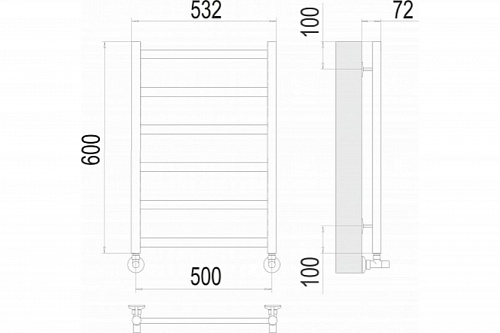 Полотенцесушитель 500х600 П6 "Аврора" TERMINUS 