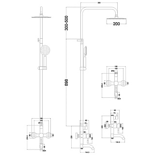 Душ.система MELANA TONDO  черный нерж. с изливом  (F610107B)