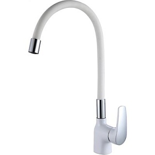 Смеситель д/кухни SHEVANIK гибкий излив белый/хром, гайка  S443-1