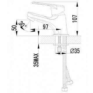 Смеситель д/умывальника "LUNA" (4156С) 35 мм. моно хром LEMARK  (12) 