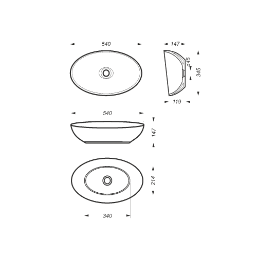 Умывальник накладной "Ringo Cut" 