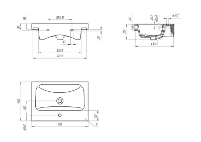 Комплект мебели 60 "Сицилия-60" подвесная 2 ящика капучино  VIANT (ум.MODUO-60)
